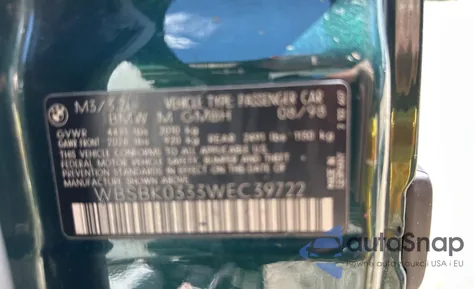 1998 BMW M3 Automatic from USA, damaged, VIN WBSBK0333WEC39722